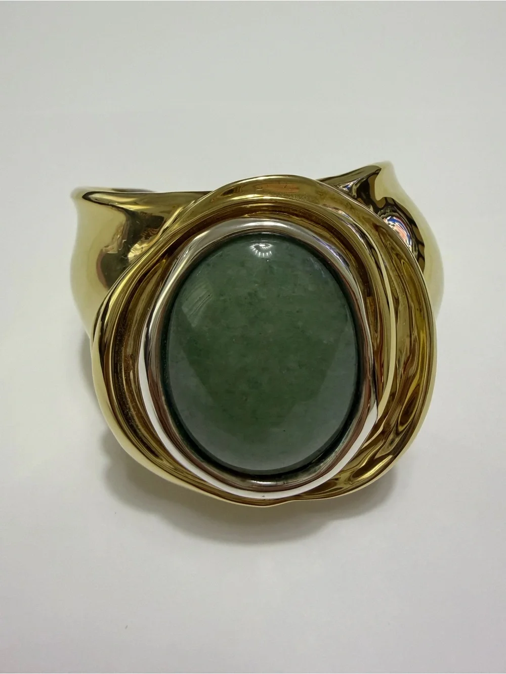 RLM Studio Sterling Silver And Brass Large Cuff Bracelet With An Oval Stone